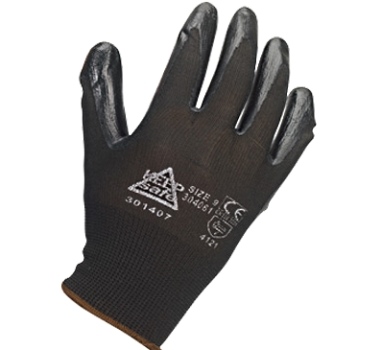 Nitrile Coated Glove Blk 